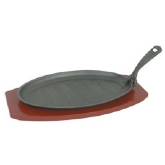 Plancha de hierro para fajita con base de madera set